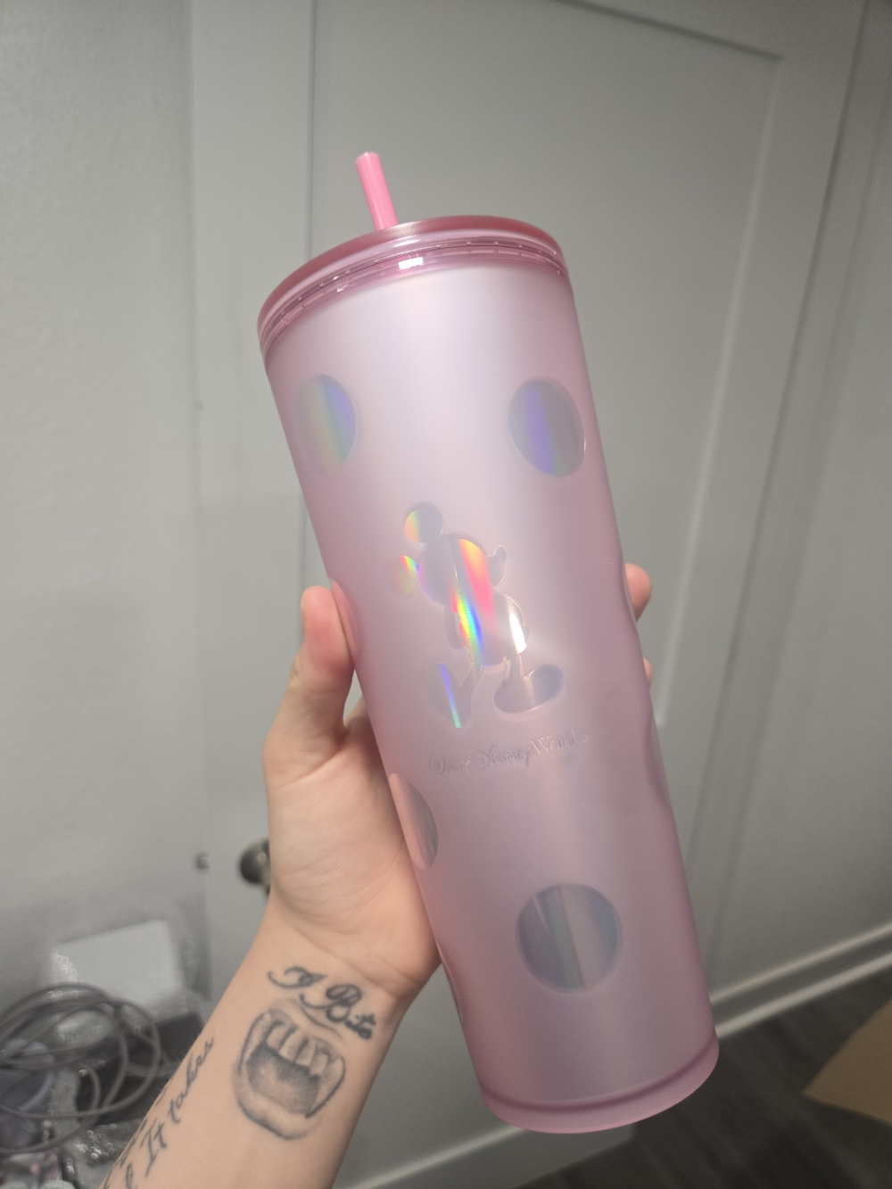 Disney Pink Mickey Mouse Iridescent Tumbler with Straw
